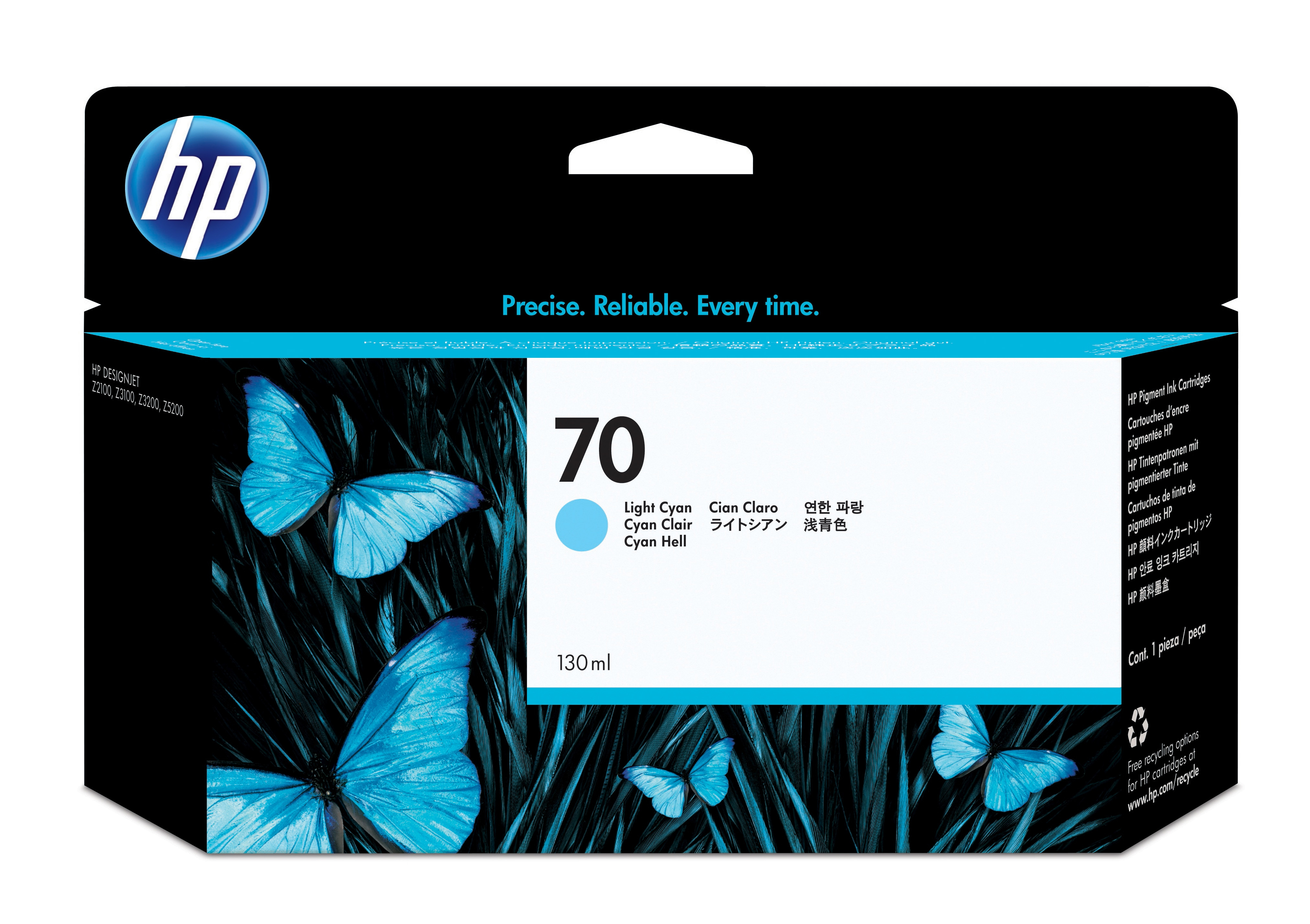HP Cartucho de tinta 70 cian claro de 130 ml