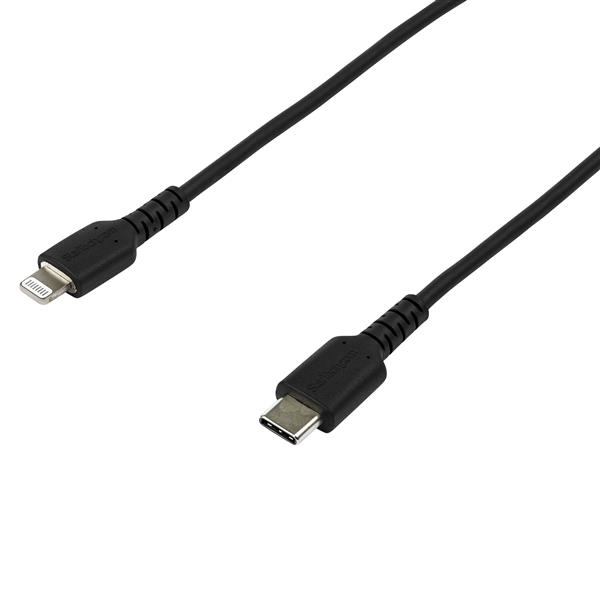 StarTech.com Cable Resistente USB-C a Lightning de 2 m Negro - Cable de Sincronización y Carga USB Tipo C a Lightning con Fibra de Aramida Resistente