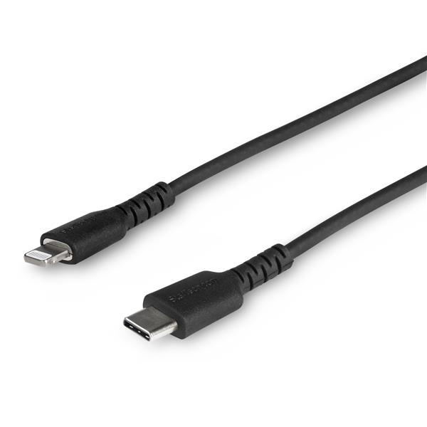 StarTech.com Cable Resistente USB-C a Lightning de 1 m Negro - Cable de Sincronización y Carga USB Tipo C a Lightning con Fibra de Aramida Resistente