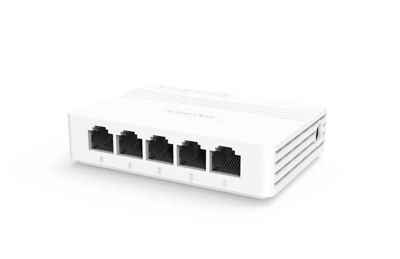 Hikvision  Switch Gigabit No Administrable de Escritorio con 5 puertos 10 / 100 / 1000 Mbps / Diseño Compacto y Estetico