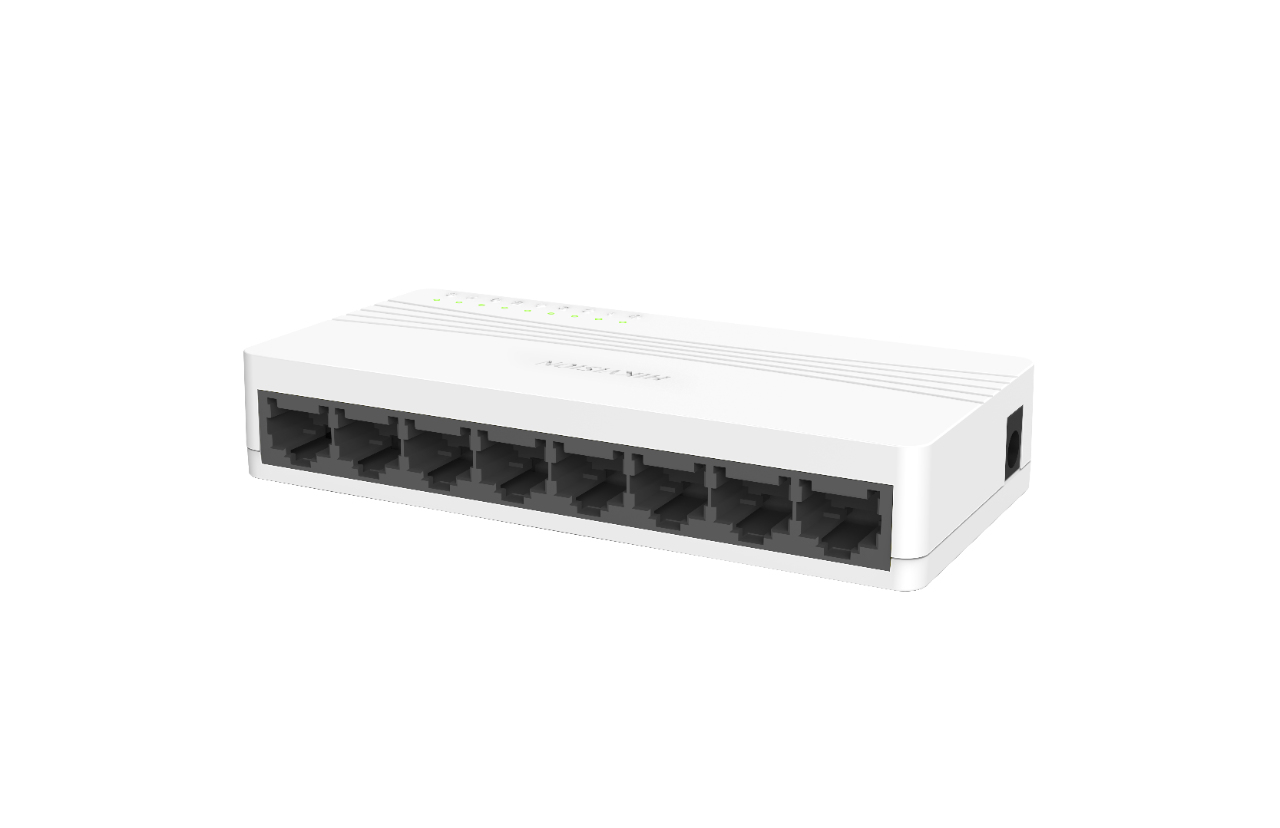 Hikvision  Switch No Administrable de Escritorio de 8 Puertos / Fast Ethernet  10 / 100 Mbps / Diseño Compacto y Estetico