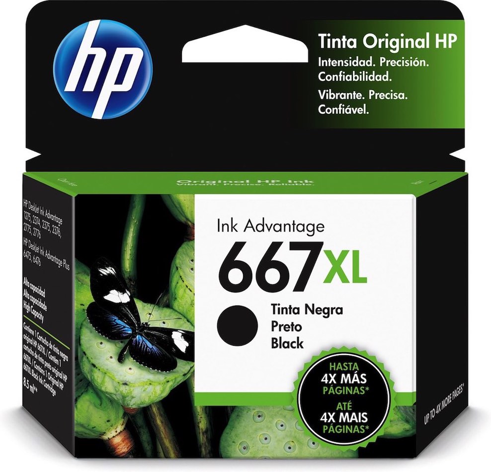 HP 667XL High Yield Black Original Ink Advantage Cartridge cartucho de tinta 1 pieza(s) Alto rendimiento (XL) Negro