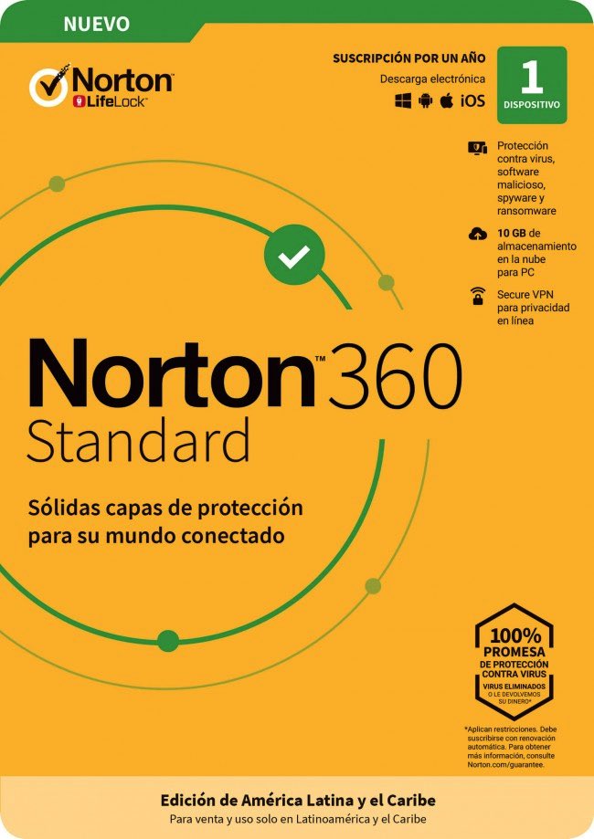 NortonLifeLock Norton 360 Standard Español Licencia básica 1 licencia(s) 1 año(s)
