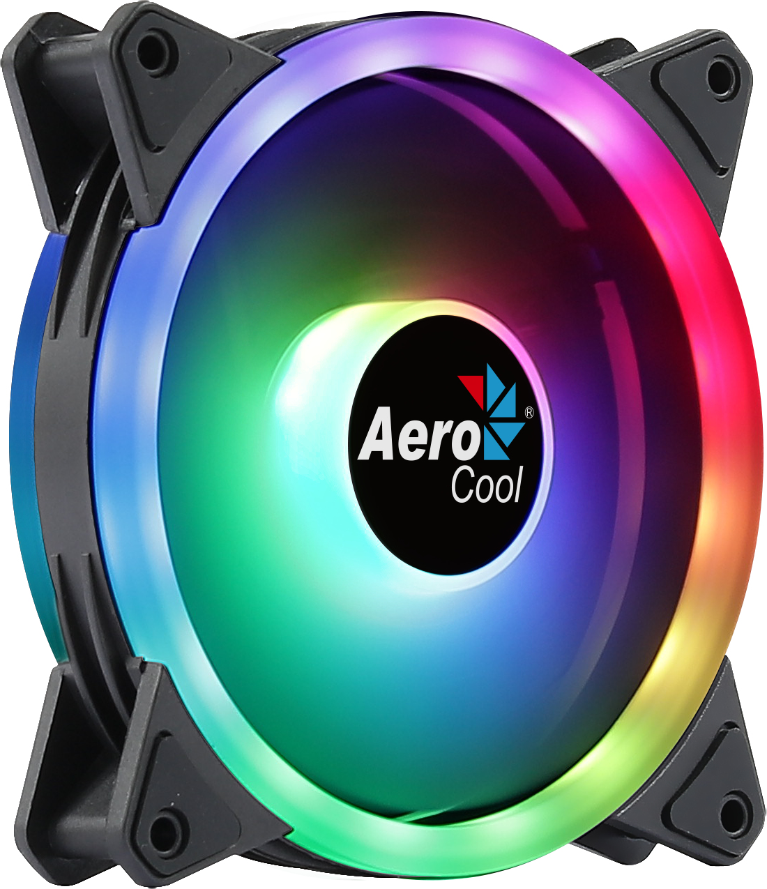 Aerocool DUO12 Ventilador PC 12cm ARGB LED Dual Ring Antivibración 6 Pines Negro