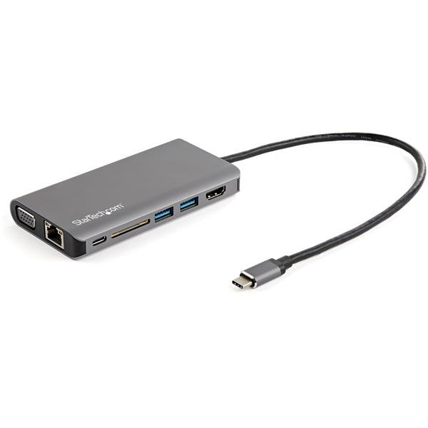 StarTech.com Adaptador Multipuertos USB-C con HDMI / VGA - PD - SD - Ethernet - Audio y Micrófono - con Cable de Conexión de 30 cm