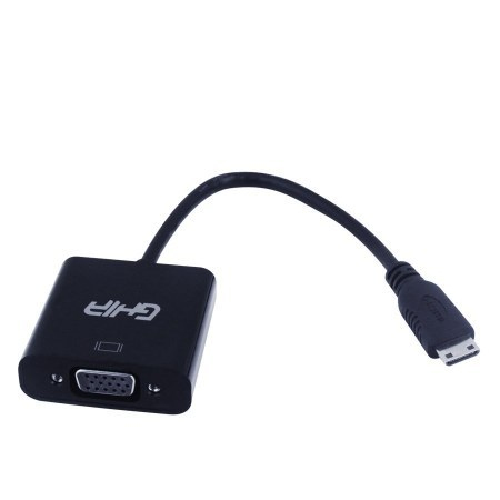 Ghia ADAP-2 adaptador de cable de vídeo HDMI tipo C (Mini) VGA (D-Sub) + 3,5mm Negro