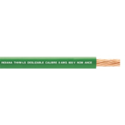 Indiana  ( Venta por metro ) Cable 10 awg  color verde, conductor de cobre suave cableado. Aislamiento de PVC, auto-extinguible.
