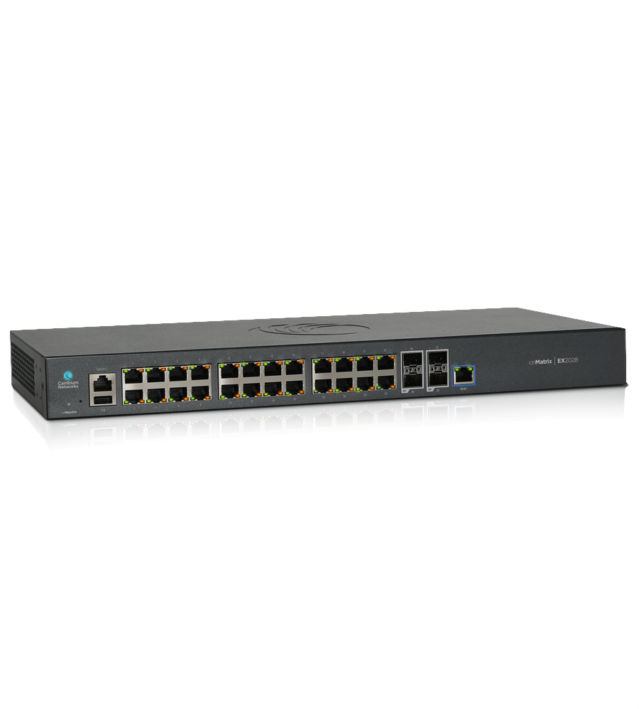 Cambium Networks  Switch cnMatrix EX2028 capa 3 de 28 puertos (24 Ethernet Gigabit, 4 SFP+) administración desde la Nube (MX-EX2028XXA-U)