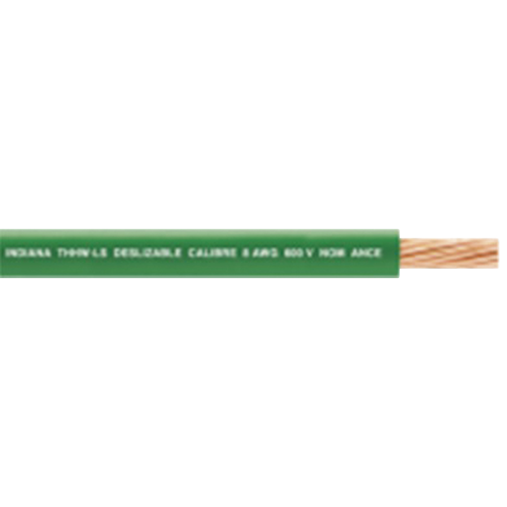 Indiana  Cable Eléctrico de Cobre Recubierto THW-LS Calibre 4 AWG 19 Hilos Color Verde (100 metros)