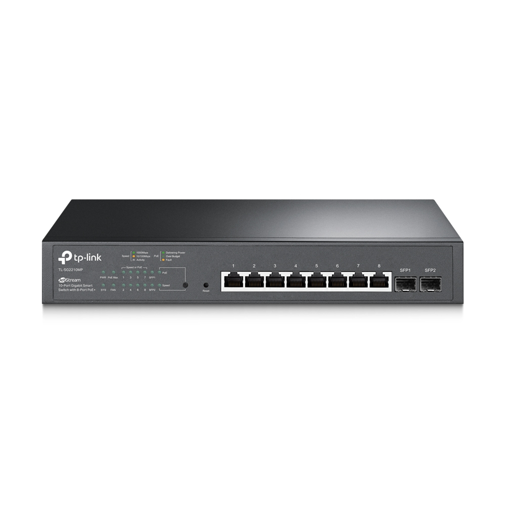 Tp-Link  Switch PoE JetStream SDN Administrable 8 puertos 10/100/1000 Mbps + 2 puertos SFP, 8 puertos PoE, 150W, administración centralizada OMADA SDN