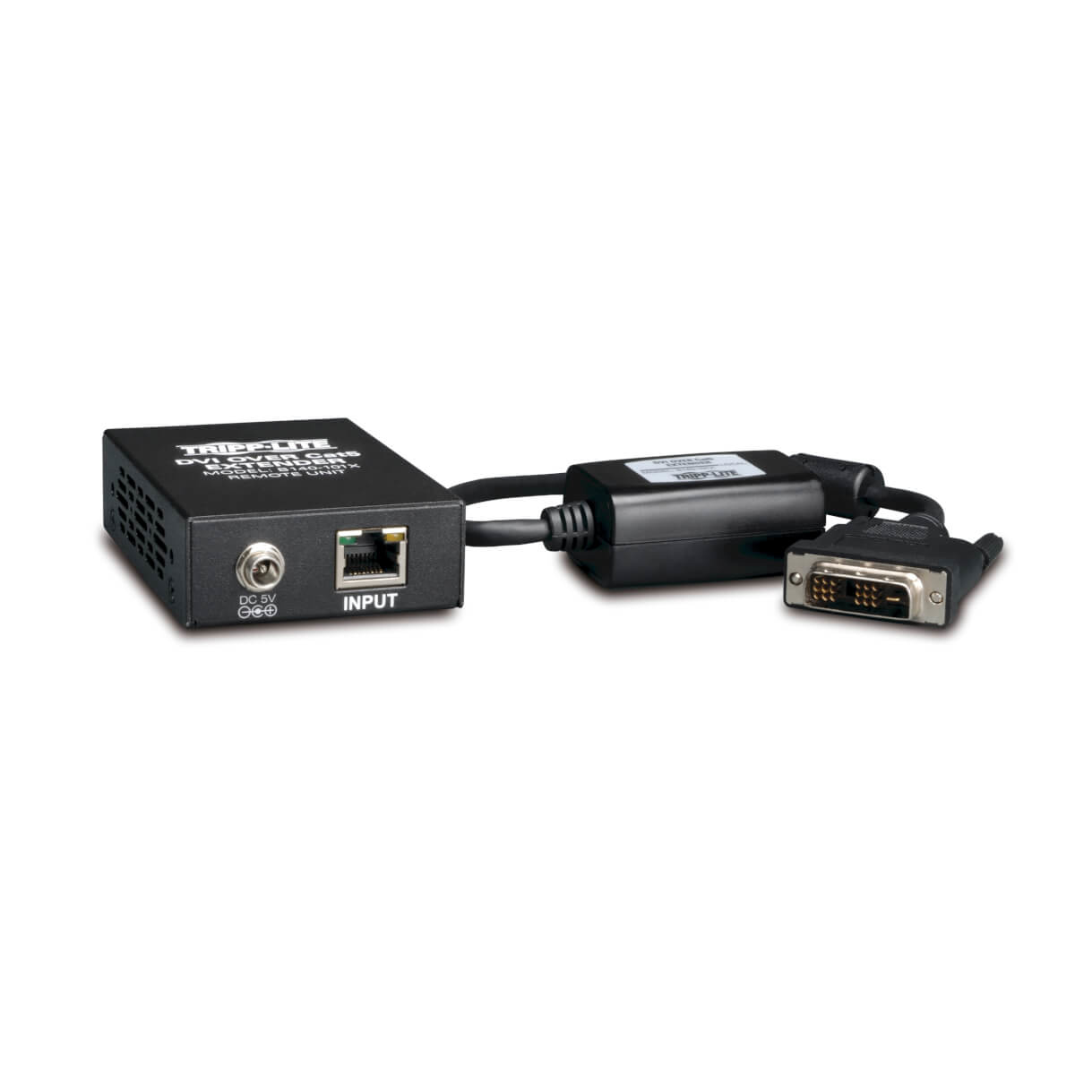 Tripp Lite B140-101X Juego Extensor Activo DVI sobre Cat5 y Cat6, Transmisor y Receptor Estilo Caja para Video, Hasta 61 m [200 pies], TAA