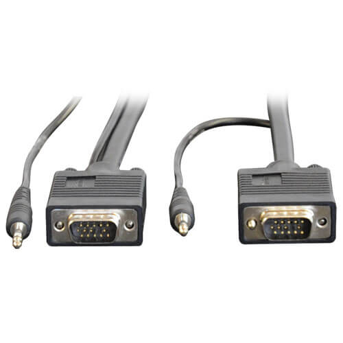 Tripp Lite P504-015 Cable Coaxial VGA de Alta Resolución RGB con audio (HD15 y 3.5 mm M/M), 4.57 m [15 pies]