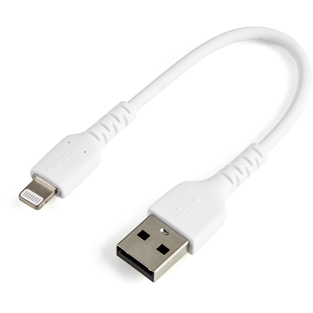 StarTech.com Cable Resistente USB-A a Lightning de 15 cm Blanco - Cable de Sincronización y Carga USB Tipo A a Lightning con Fibra de Aramida