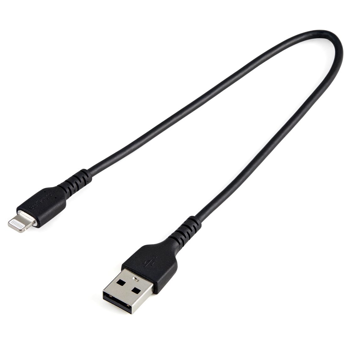StarTech.com Cable Resistente USB-A a Lightning de 30 cm Negro - Cable de Sincronización y Carga USB Tipo A a Lightning con Fibra de Aramida