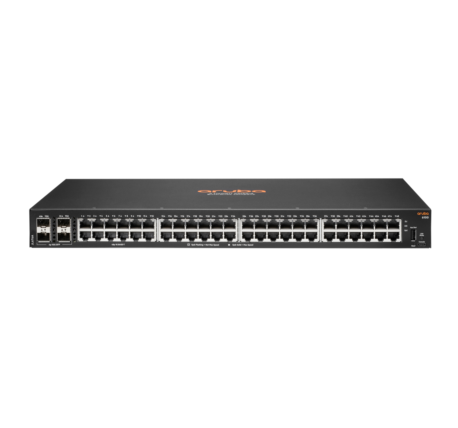 Hewlett Packard Enterprise Aruba 6100 48G 4SFP+ Gestionado L3 Gigabit Ethernet (10/100/1000) 1U Negro