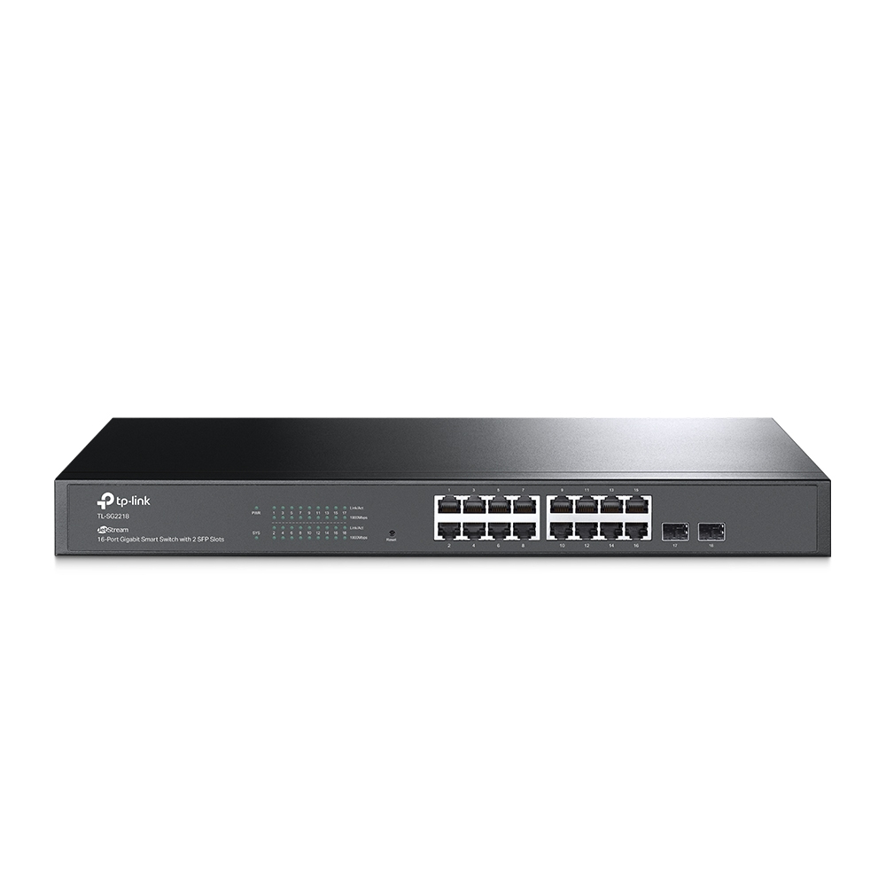 Tp-Link  Switch Omada SDN Administrable / 16 puertos Gigabit y 2 puertos SFP / Funciones sFlow, QinQ y QoS / Administración centralizada OMADA