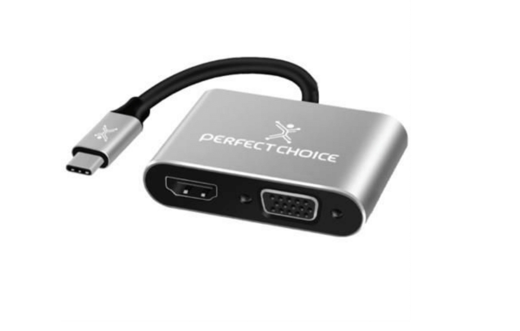 Perfect Choice PC-101284 adaptador de cable de vídeo USB Tipo C HDMI + VGA (D-Sub) Negro