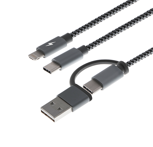 Control remoto Xtech XTC-560 cable USB 1,2 m USB A/USB C USB C.Micro USB A/Lightning Gris
