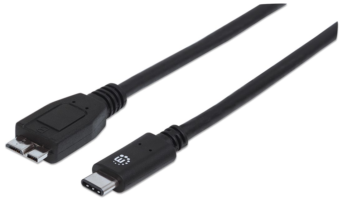 Manhattan USB 3.1 C/Micro-B, 1 m cable USB USB 3.2 Gen 1 (3.1 Gen 1) USB C Micro-USB B Negro