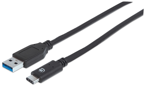 Manhattan USB 3.1 Gen2, 1 m cable USB USB 3.2 Gen 1 (3.1 Gen 1) USB C USB A Negro