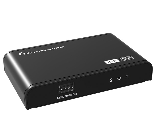Epcom  Divisor (Splitter) HDMI 4K de 1 Entrada a 2 Salidas (Simultaneas) / Soporta 4K×2K / Ajuste de resoluciones EDID / HDR / HDMI 2.0 /  HDCP 2.2  / Soporta formatos de Audio Dolby Digital / Longitud del cable de entrada y salida ≤10m.