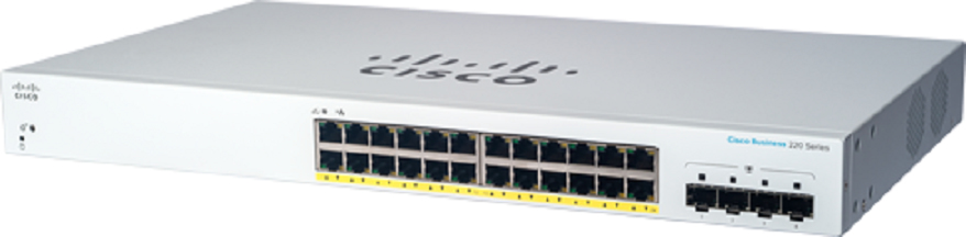 Cisco CBS220-24P-4G Gestionado L2 Gigabit Ethernet (10/100/1000) Energía sobre Ethernet (PoE) 1U Blanco