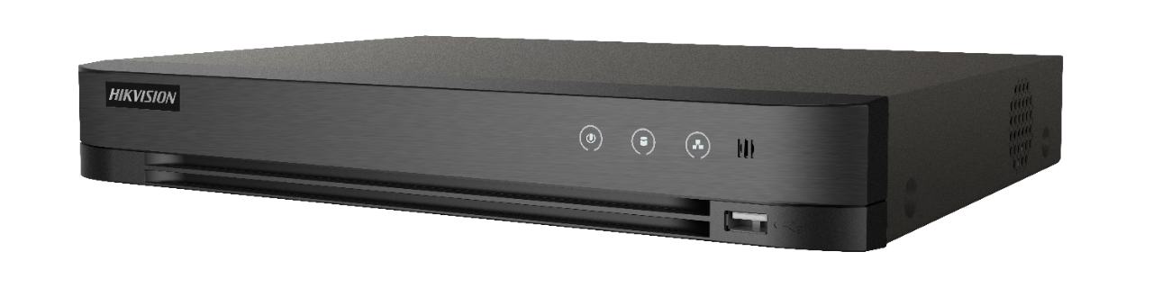 Hikvision  DVR 8 Canales TurboHD + 4 Canales IP / 5 Megapixel - 3K Lite / Acusense (Evita Falsas Alarmas) / Audio por Coaxitron / 1 Bahía de Disco Duro / H.265+ / Salida de Video en Full HD