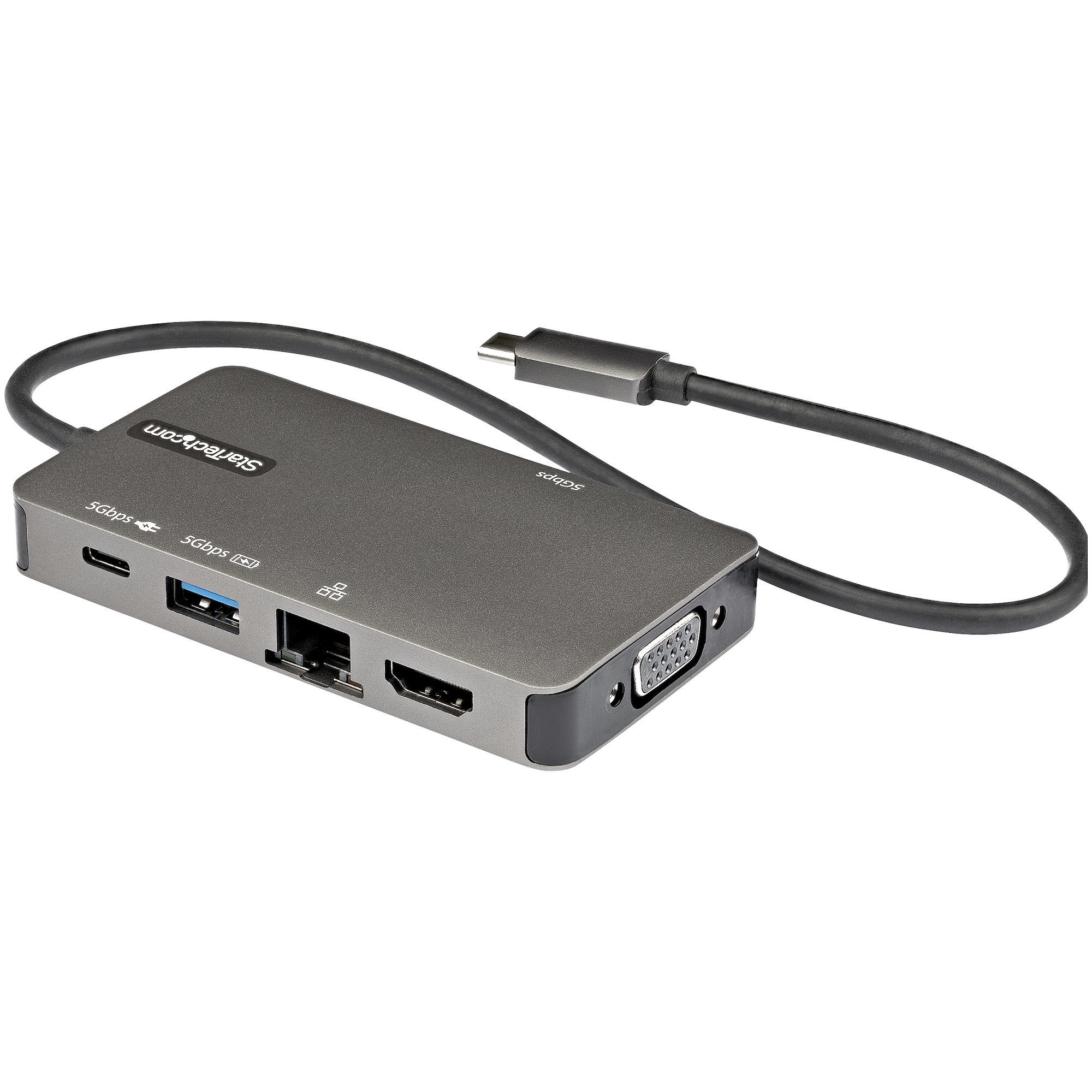 StarTech.com Adaptador Multipuertos USB-C - Docking Station USB Tipo C a HDMI 4K30 o VGA 1080p - Replicador de Puertos USBC PD de 100W