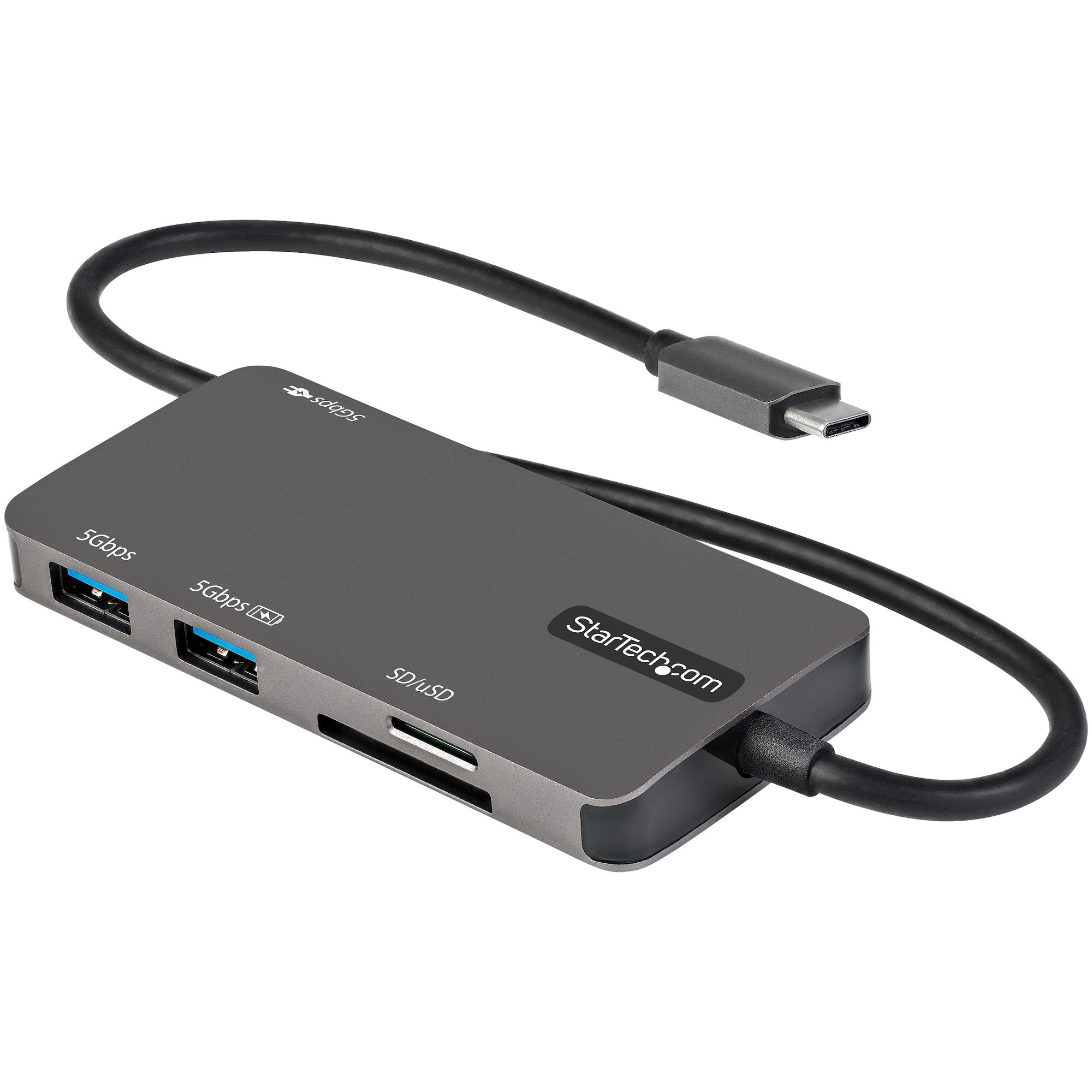 StarTech.com Adaptador Multipuertos USB C - USB C a HDMI de 4K - 100W de Entrega de Alimentación PD - SD - MicroSD - Hub Ladrón USB 3.0 de 3 Puertos