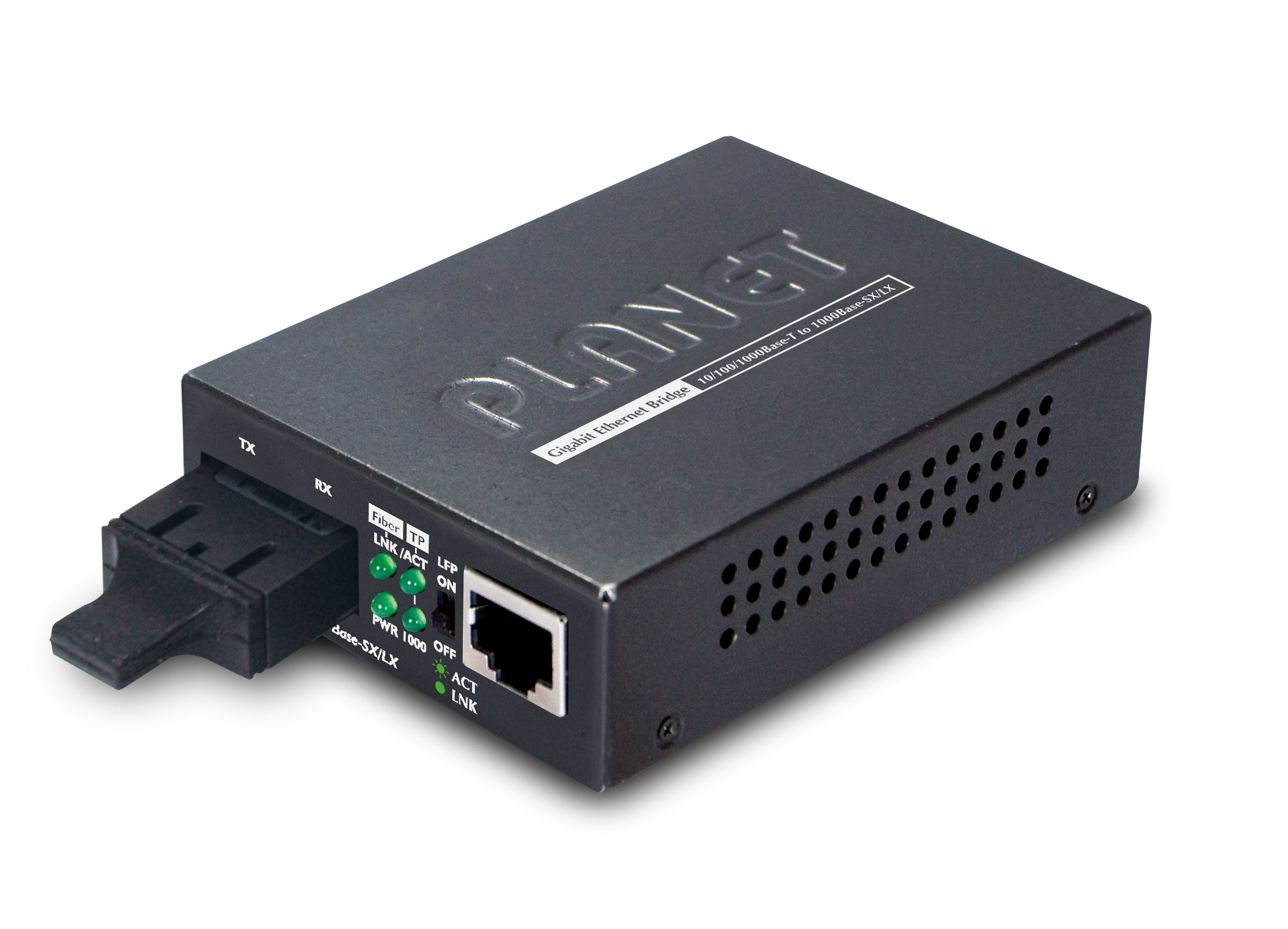 PLANET  Convertidor de medios 1000 Mbps UTP/fibra óptica Mono-Modo hasta 20 Km, conector SC