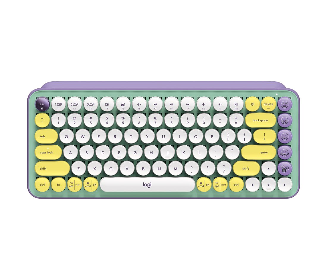 Logitech Pop Keys teclado RF inalámbrico + bluetooth Color menta, Violeta, Blanco, Amarillo