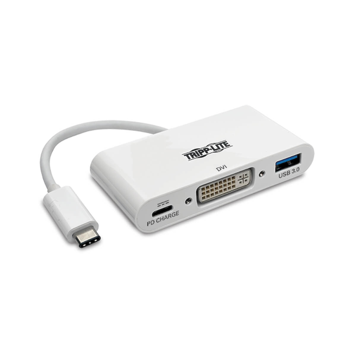 Tripp Lite Adaptador de USB 3.1 Gen 1 USB-C a DVI con Puertos USB-A y Carga USB-C, Compatible con Thunderbolt™ 3, 1080p