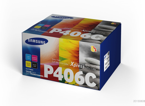 Samsung Pack de ahorro de 4 cartuchos de tóner CLT-P406C negro/cian/magenta/amarillo