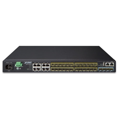 PLANET  Switch Core Capa 3, 24 Puertos SFP 100/1000X, 8 Puertos Compartidos Gigabit Ethernet, 4 Puertos SFP de 10 Gbps