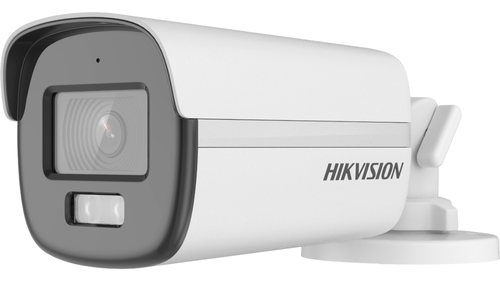 Hikvision  Bala TURBOHD 3K (5 Megapixel) / Lente 3.6 mm / Micrófono Integrado / Imagen a Color 24/7 (ColorVu) / Luz Blanca 40 mts / Exterior IP67 / dWDR / 4 Tecnologías / Metal