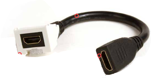 Siemon  Adaptador HDMI con Pigtail Hembra-Hembra, Para vídeo 720, 1080p, 4K UHD Compatible con Faceplates MAX Siemon de 2 salidas, Color Blanco