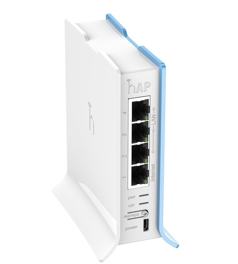 MikroTik  (hAP lite TC) 4 Puertos Fast Ethernet, Wi-Fi 2.4 GHz 802.11 b/g/n y base tipo Torre