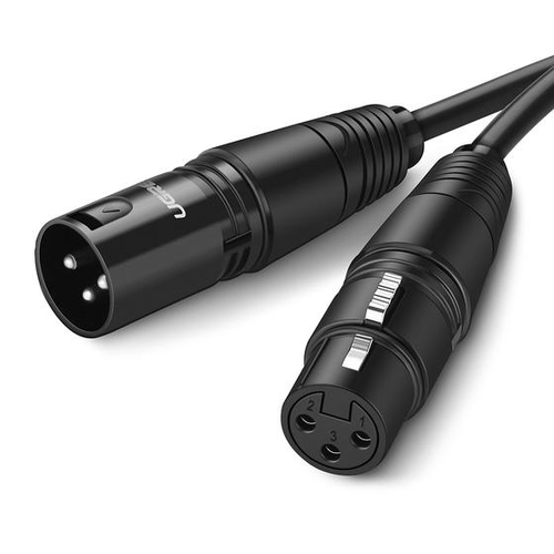 Ugreen  Cable para Micrófono XLR Tipo Canon Macho a Hembra / 10 Metros / Plug &amp; Play / Antiinterferencias / Triple Blindaje / Alta Calidad / Color Negro