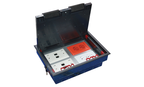Thorsman  Caja de piso para cuatro módulos universales (Socket M4), para alimentación eléctrica y redes de datos (11000-43401) No incluye faceplates