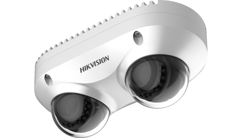 Hikvision  [TandeVu] PanoVu Series / Lente Dual de 5 Megapixel / 2 Lentes Fijos de 2.8 mm / Recomendado para Pasillos o Esquinas / IP67 / IK10 / PoE / WDR 120 dB / 10 mts IR / Entrada y Salida de Audio y Alarma / MicroSD
