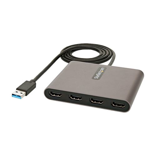 StarTech.com Adaptador USB 3.0 a 4 Puertos HDMI - Tarjeta de Video Externa - Dongle Llave USB-A a 4x HDMI - 1080p a 60Hz - Solo para Windows