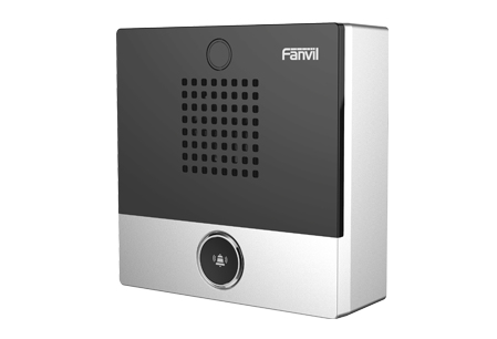 FANVIL  Mini Intercomunicador para hotelería y hospitales, con diseño elegante, PoE, 1 botón, 1 relevador integrado de salida y entrada.