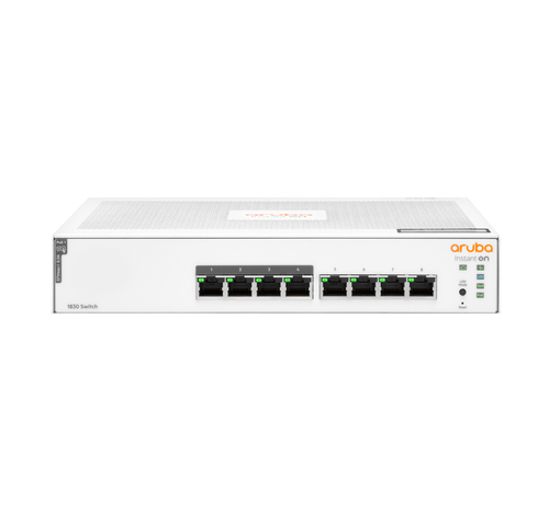 Hewlett Packard Enterprise Aruba Instant On 1830 8G 4p Class4 PoE 65W Gestionado L2 Gigabit Ethernet (10/100/1000) Energía sobre Ethernet (PoE) 1U