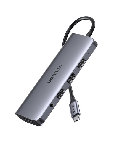 Ugreen  HUB USB-C (Docking Station) 10 en 1 | 3 USB-A 3.0 | USB-C PD Carga 100W | HDMI 4K@30Hz | RJ45 (Gigabit Ethernet) | VGA | Lector Tarjeta SD + Micro SD (TF) Uso Simultaneo | Jack Audio 3.5mm | Carcasa de Aluminio.