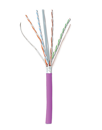 Siemon  Bobina de Cable Blindado F/UTP de 4 Pares, Z-MAX, Cat6A, Soporte de Aplicaciones 10GBase-T, LS0H (Libre de Gases Toxicos), Color Violeta, 305m