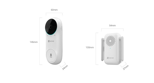 EZVIZ  Timbre Wi-Fi (Doorbell) de Batería Recargable  / Libre de Cables / Llamada a la App / Incluye Timbre Para Interior Con Timbres Seleccionables / Ranura para Memoria / Uso Interior