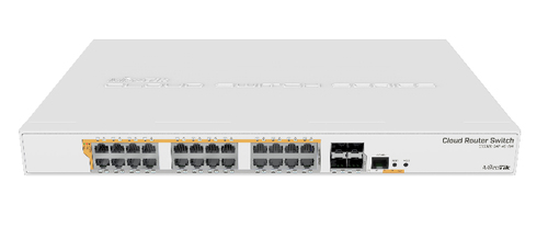MIKROTIK  CRS328-24P-4S+RM - 24 port Gigabit Ethernet router/switch with four 10Gbps SFP+