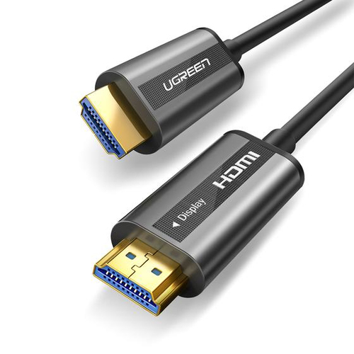 UGREEN  Cable HDMI de 15 Metros por Fibra Óptica 4K@60Hz / Fibra de 4 núcleos + Cobre estañado de 7 núcleos / Compatible con HDMI 2.0 / Alta velocidad 18 Gbps / 3D / HDR / Caja de Aleacion Zinc / Premium