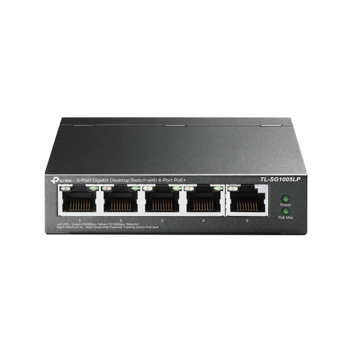 Tp-Link  Switch Escritorio No Administrable de 5 puertos 100/100/1000 Mbps / Con 4 puertos PoE 802.3af/at de hasta 40 W