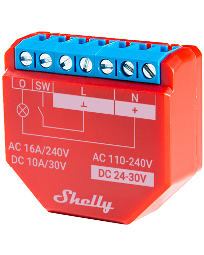 Shelly  Relevador inalámbrico inteligente 16A, 110-230 V, compatible con asistente de voz Alexa, Google Home